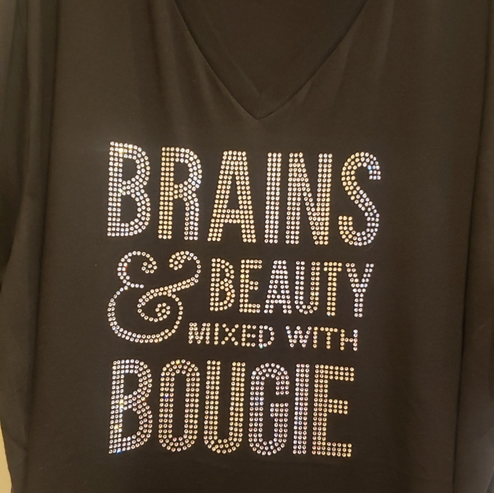 NNW - Rhinestone Women's Plus Size V-neck Tshirt